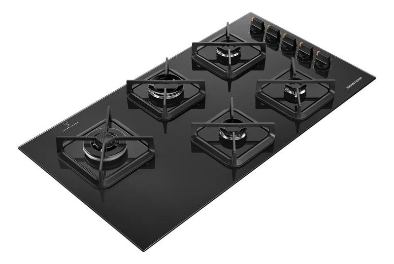 Cooktop 5 Bocas a Gás Brastemp Com Grades de Ferro Fundido BDS85AE Preto
