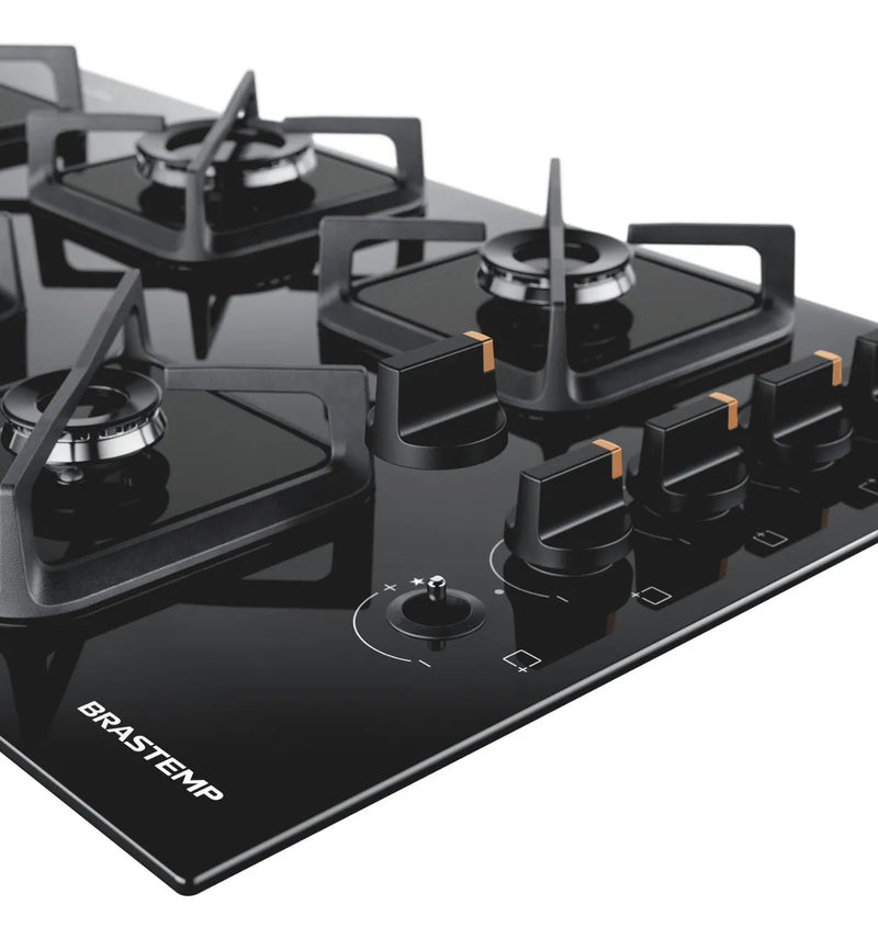 Cooktop 5 Bocas a Gás Brastemp Com Grades de Ferro Fundido BDS85AE Preto
